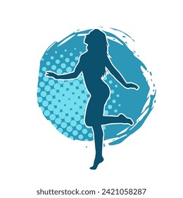 Silhouette of a female dancer in action pose. Silhouette of a slim woman in dancing pose.