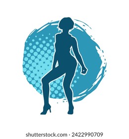 
Silhouette of a female dancer in action pose. Silhouette of a slim woman in dancing pose.