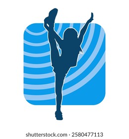 Silhouette of a female dancer in action pose. Silhouette of a slim woman in dancing pose.