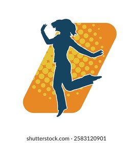 Silhouette of a female dancer in action pose. Silhouette of a slim woman in dancing pose.