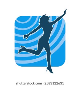 Silhouette of a female dancer in action pose. Silhouette of a slim woman in dancing pose.