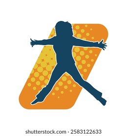 Silhouette of a female dancer in action pose. Silhouette of a slim woman in dancing pose.