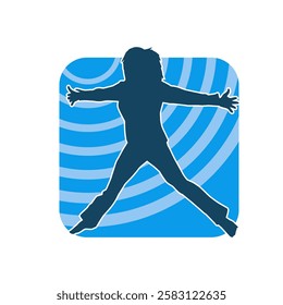 Silhouette of a female dancer in action pose. Silhouette of a slim woman in dancing pose.