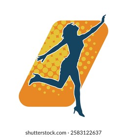 Silhouette of a female dancer in action pose. Silhouette of a slim woman in dancing pose.