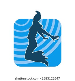 Silhouette of a female dancer in action pose. Silhouette of a slim woman in dancing pose.