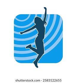 Silhouette of a female dancer in action pose. Silhouette of a slim woman in dancing pose.