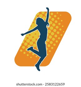 Silhouette of a female dancer in action pose. Silhouette of a slim woman in dancing pose.