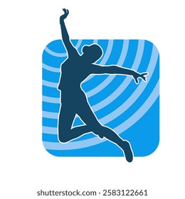 Silhouette of a female dancer in action pose. Silhouette of a slim woman in dancing pose.