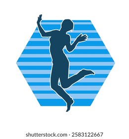 Silhouette of a female dancer in action pose. Silhouette of a slim woman in dancing pose.