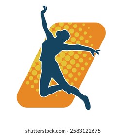 Silhouette of a female dancer in action pose. Silhouette of a slim woman in dancing pose.