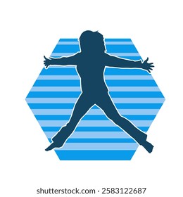 Silhouette of a female dancer in action pose. Silhouette of a slim woman in dancing pose.