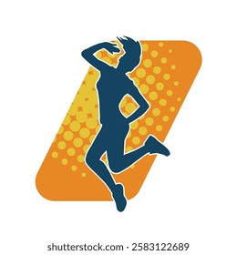 Silhouette of a female dancer in action pose. Silhouette of a slim woman in dancing pose.