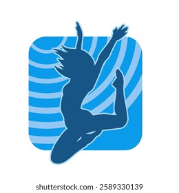 Silhouette of a female dancer in action pose. Silhouette of a slim woman in dancing pose.