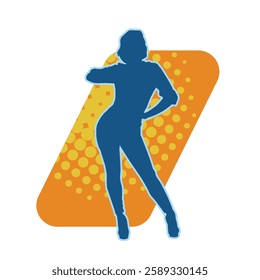 Silhouette of a female dancer in action pose. Silhouette of a slim woman in dancing pose.