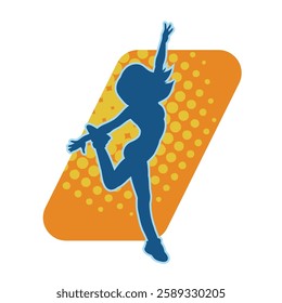 Silhouette of a female dancer in action pose. Silhouette of a slim woman in dancing pose.