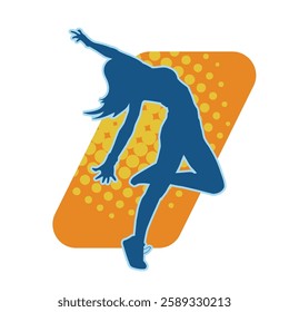 Silhouette of a female dancer in action pose. Silhouette of a slim woman in dancing pose.