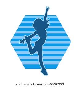 Silhouette of a female dancer in action pose. Silhouette of a slim woman in dancing pose.