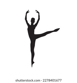 Silhouette de una bailarina en una elegante pirueta. ilustración vectorial de Ballerina