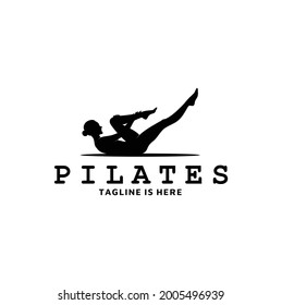 Silhouette Female Doing Stretching Pilates Exercises Fitness