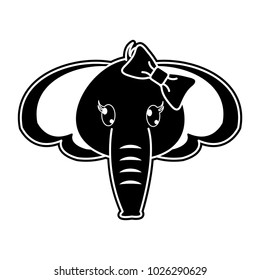 silhouette female elephant head cute animal