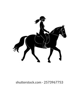 Silhouette of a Female Equestrian Riding a Horse in Motion