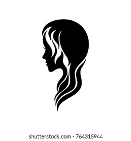 The silhouette of a female face in profile. Vector illustration