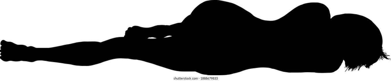 Silhouette de una figura femenina tirada a un lado. Ilustración vectorial.