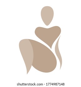 Silhouette of a female figure. Seated woman. Graphic design, icon, logotype.
