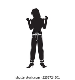 Silhouette of a female figure in sports pants. Vector illustration.