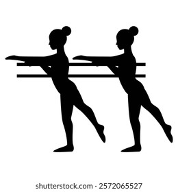 Silhouette of Female Gymnasts Performing Elegant Stunts