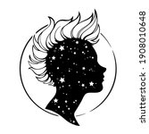 silhouette of a female head with mohawk hairstyle

