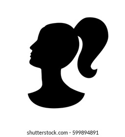 Silhouette of a female head with ponytail