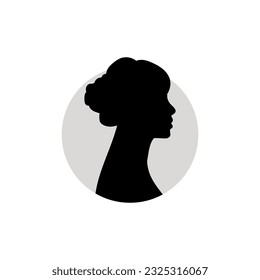 Silhouette of a female head. Vector illustration on white background.