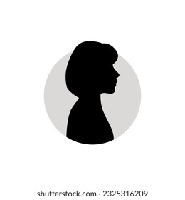 Silhouette of a female head. Vector illustration on white background.