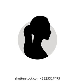 Silhouette of a female head. Vector illustration on white background.