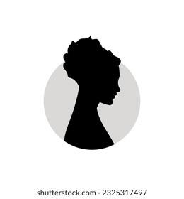 Silhouette of a female head. Vector illustration on white background.