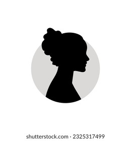 Silhouette of a female head. Vector illustration on white background.