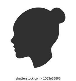 Silhouette Of Female Head, Woman Face In Profile, Side View