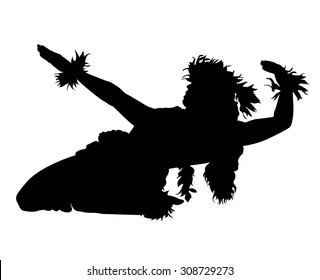 A silhouette of a female Hula dancer