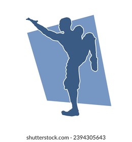 Silhouette of a female martial art person doing kicking pose. Silhouette of a woman doing martial art pose.