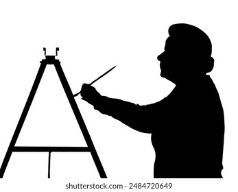 Silhouette of Female Master Art Painter Painting