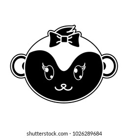 silhouette female monkey head cute animal