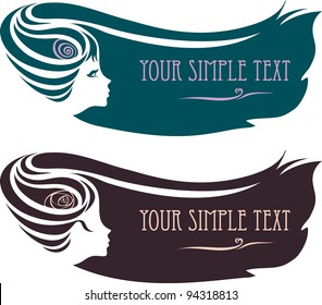 silhouette of a female profile with a hairdo.