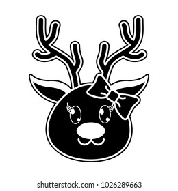 silhouette female reindeer head cute animal