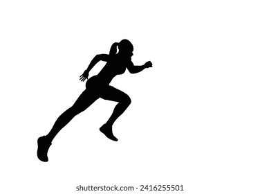 Silhouette of a female runner. Flat vector icon for woman or woman jogging for fitness apps and websites.
