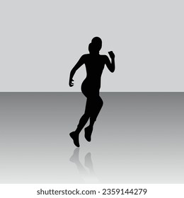 The Silhouette of a Female Running Athlete