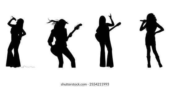 Silhouette of female singer vector