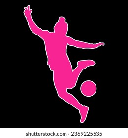 A silhouette of a female soccer player, perfect for book and magazine illustrations and other business needs.