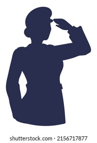 silhouette female soldier gesture saluting