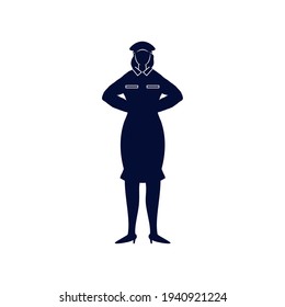 Silhouette Female Soldier Icon Isolated